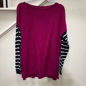 American Living Purple Striped Sleeve Sweater
